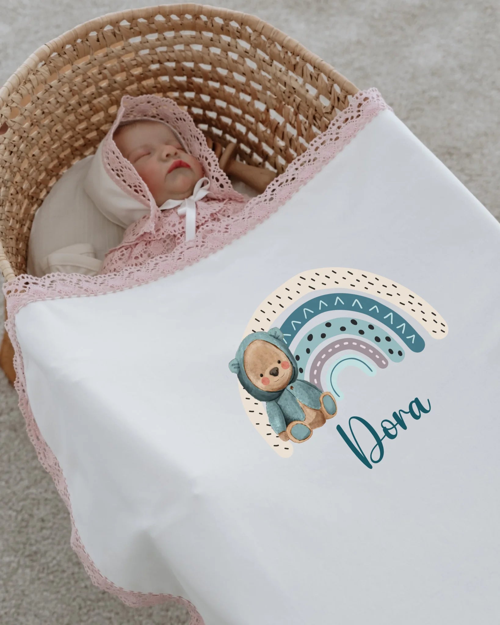 Gökkuşağı Desen Tasarımları - Dantelli Hastane Çıkış Seti