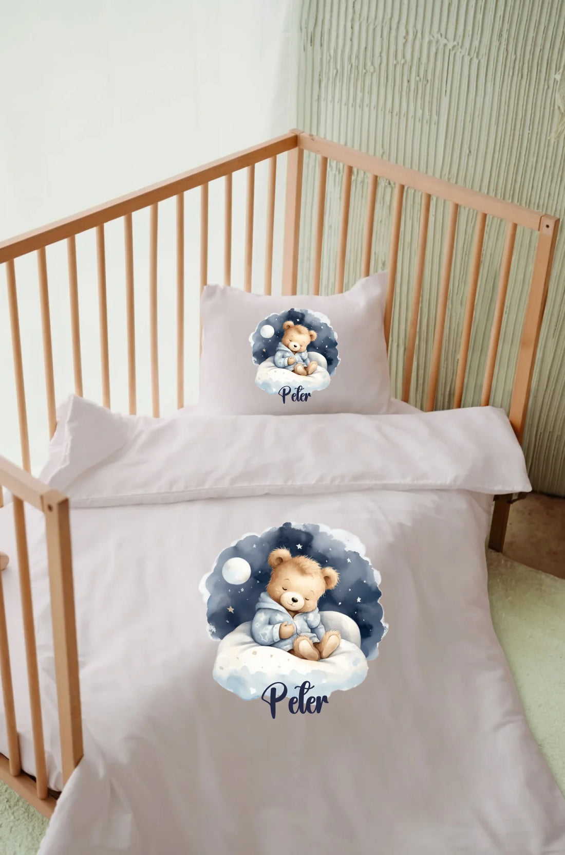 Gökyüzünde Ayıcık Tasarımları -  İsimli Bebek Nevresim Takımı | Can Baby