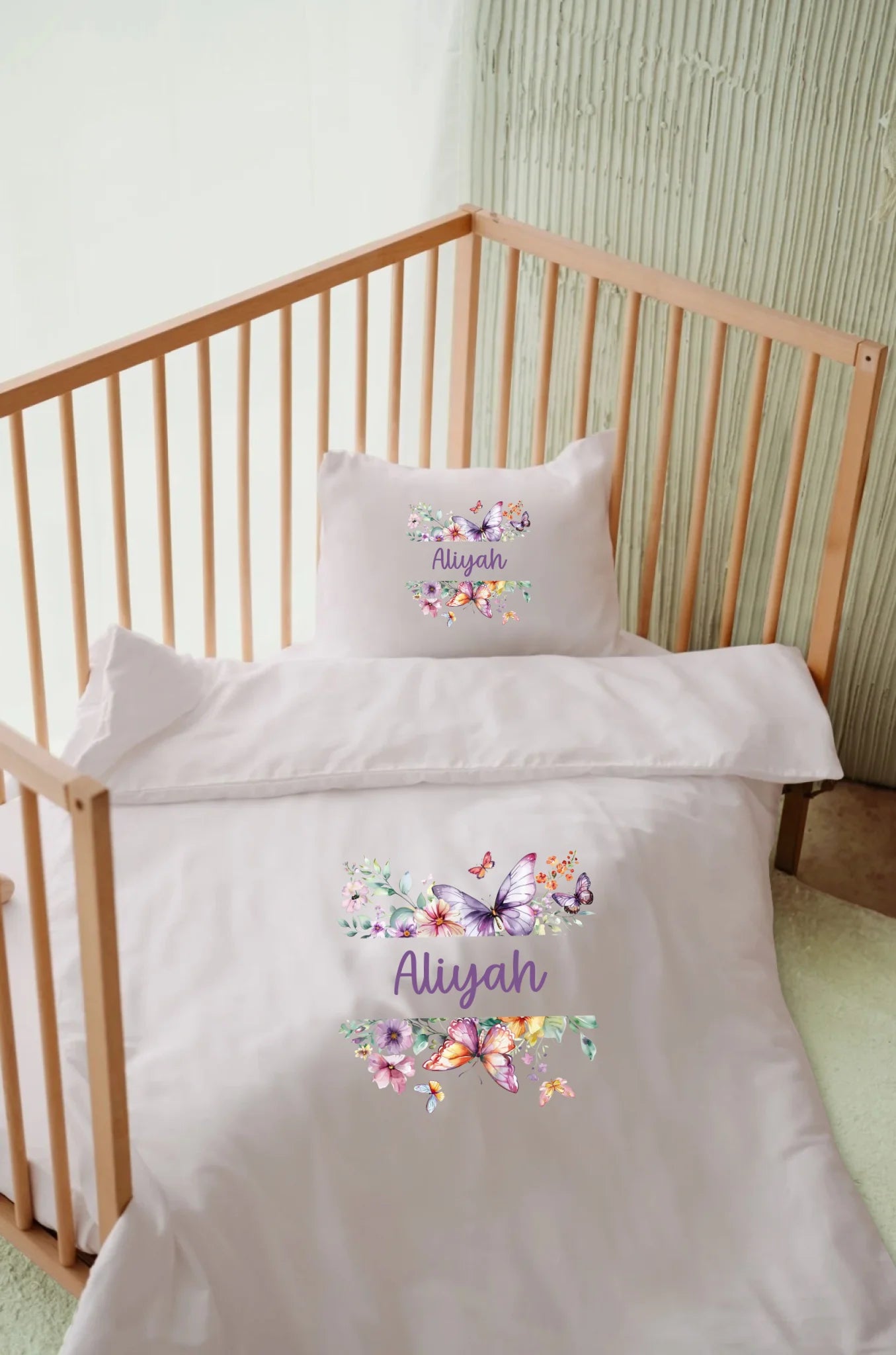 Kelebek Tasarımları - İsimli Bebek Nevresim Takımı | Can Baby