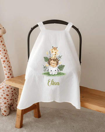 Safari Tasarımları - İsimli Müslin Puset Örtüsü | Can Baby