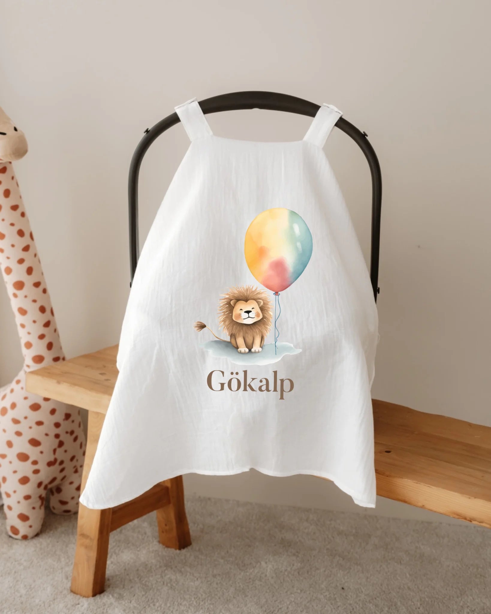 Balonlu Hayvanlar - İsimli Müslin Puset Örtüsü | Can Baby