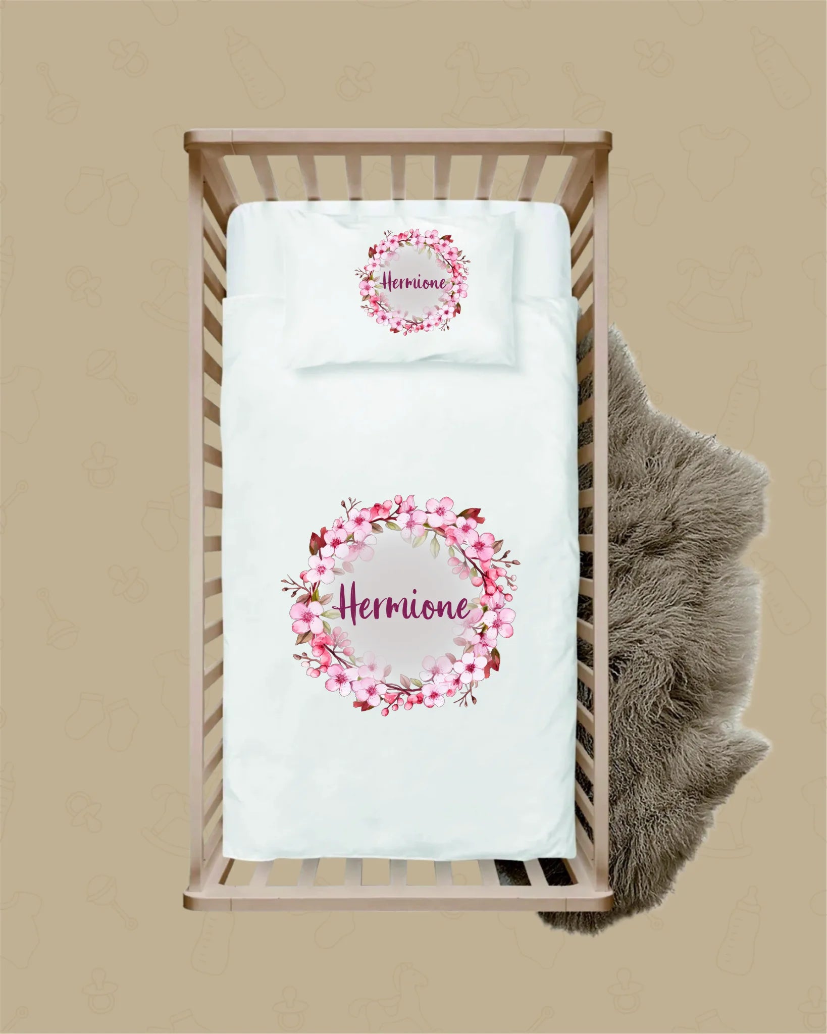 Çiçekli Tasarımlar - İsimli Bebek Nevresim Takımı | Can Baby