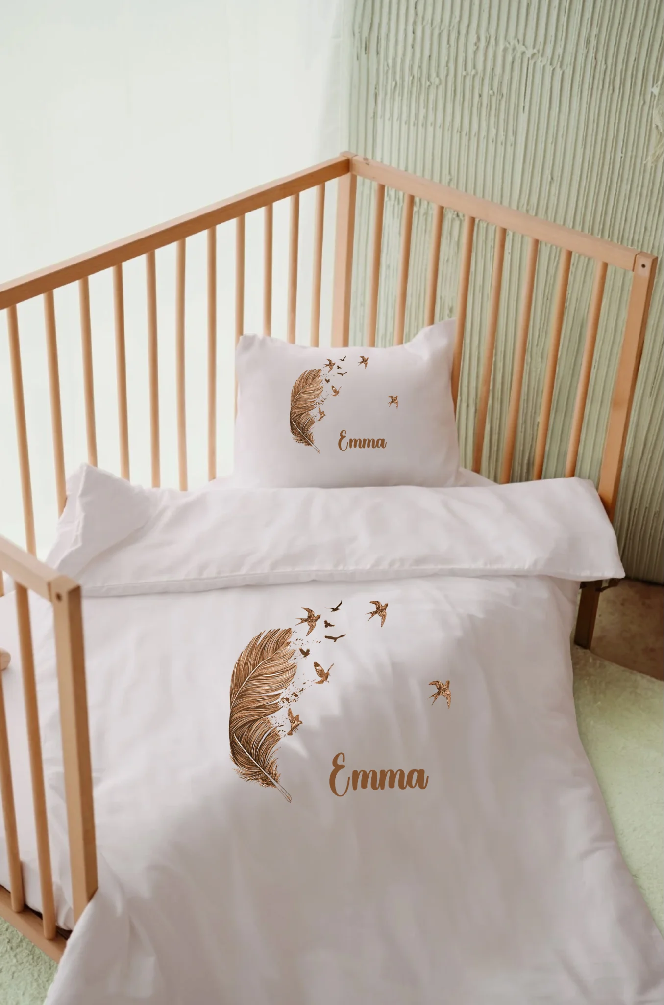 Tüy ve Kuş Tasarımları - İsimli Bebek Nevresim Takımı | Can Baby