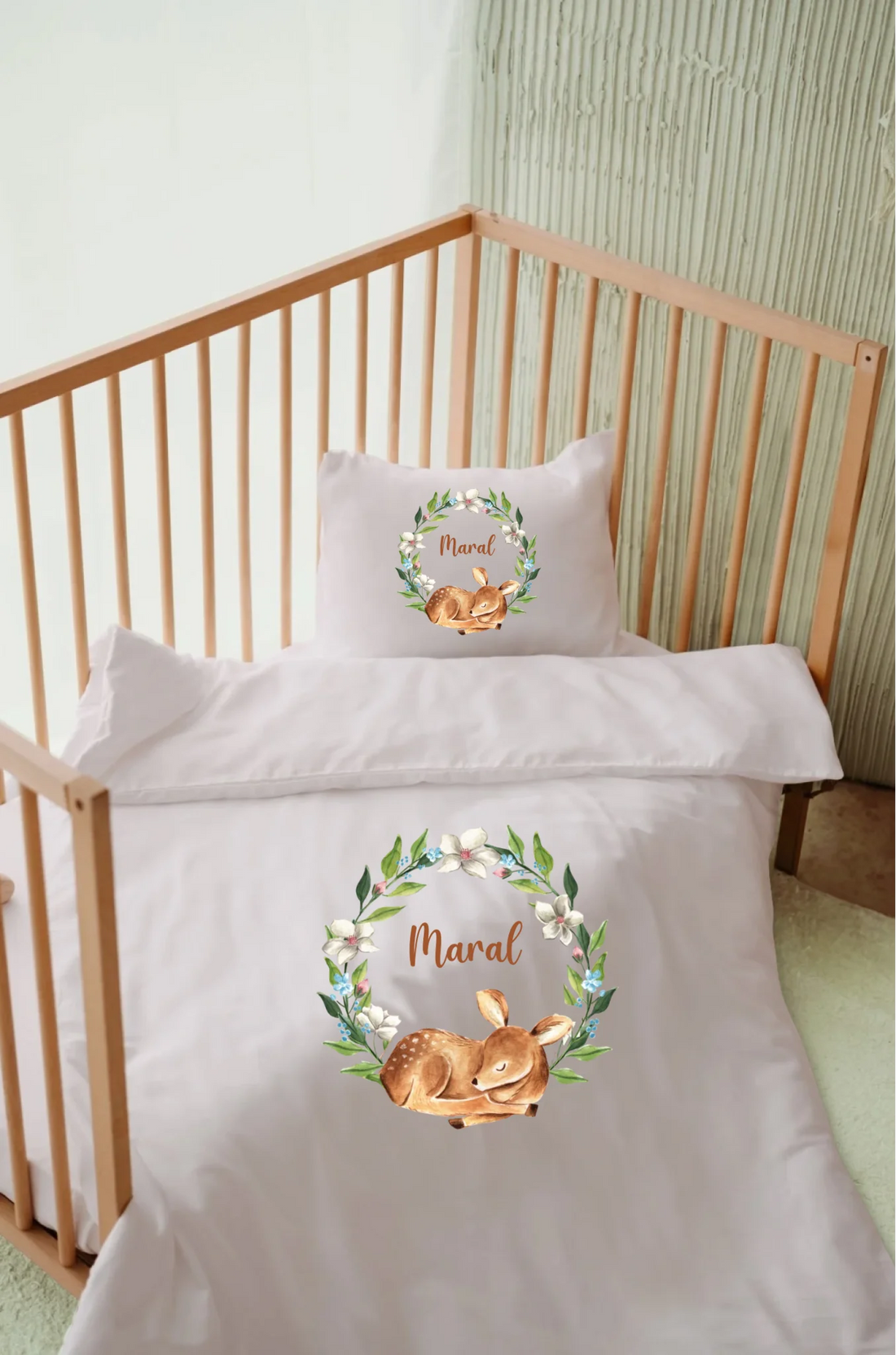 Geyik Tasarımları - İsimli Bebek Nevresim Takımı | Can Baby