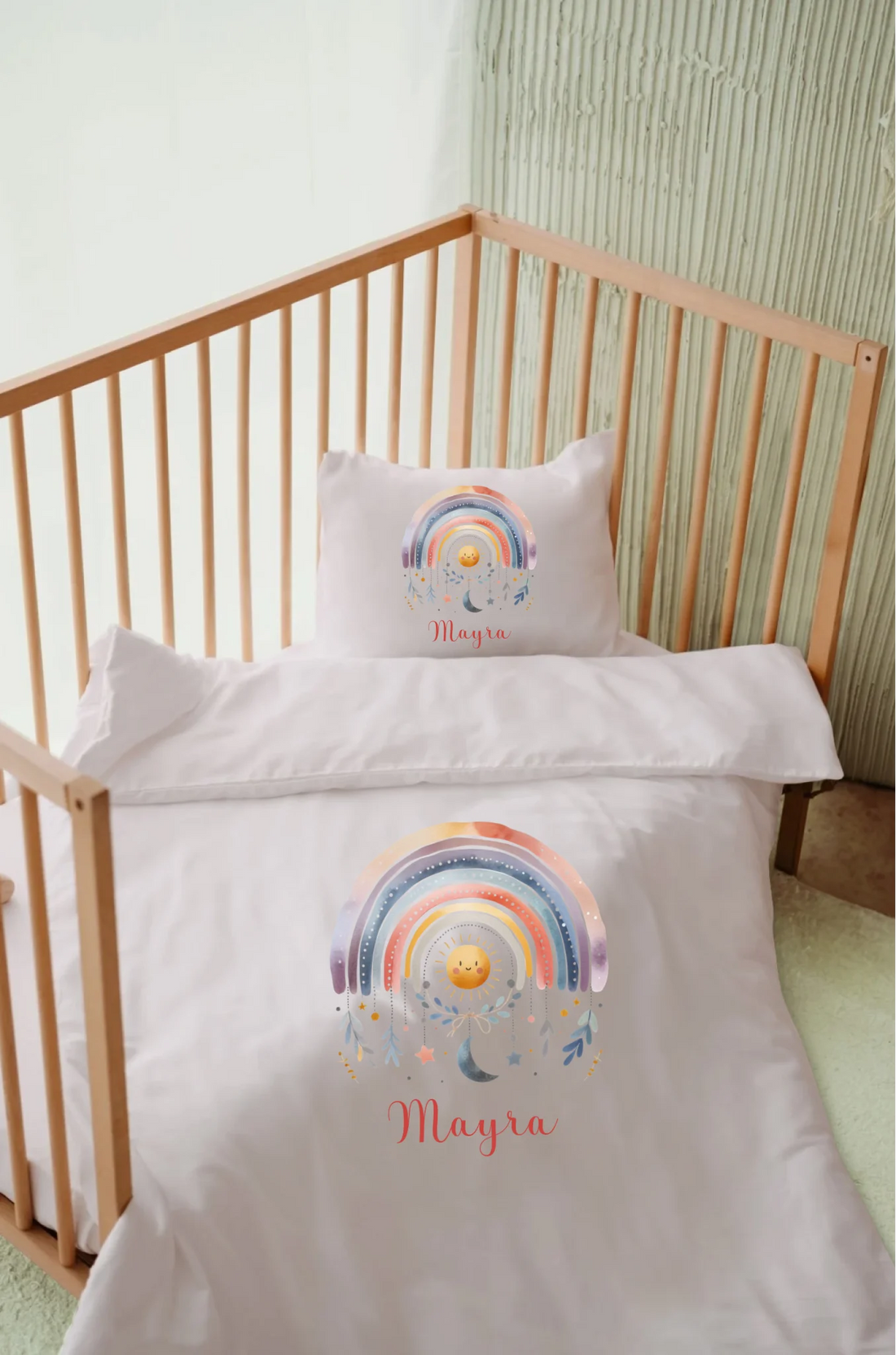 Güneş Ay Yıldız Tasarımları - İsimli Bebek Nevresim Takımı | Can Baby