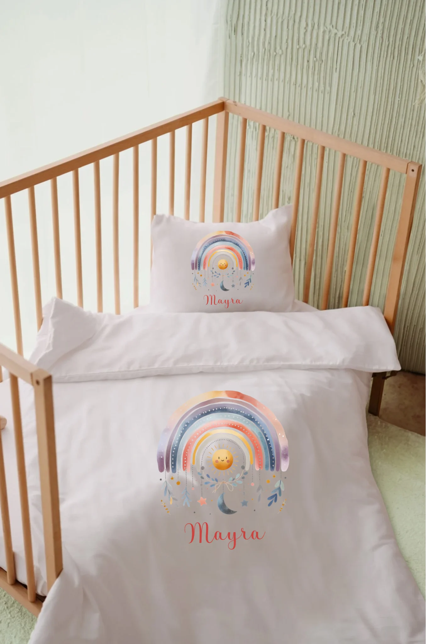 Güneş Ay Yıldız Tasarımları - İsimli Bebek Nevresim Takımı | Can Baby