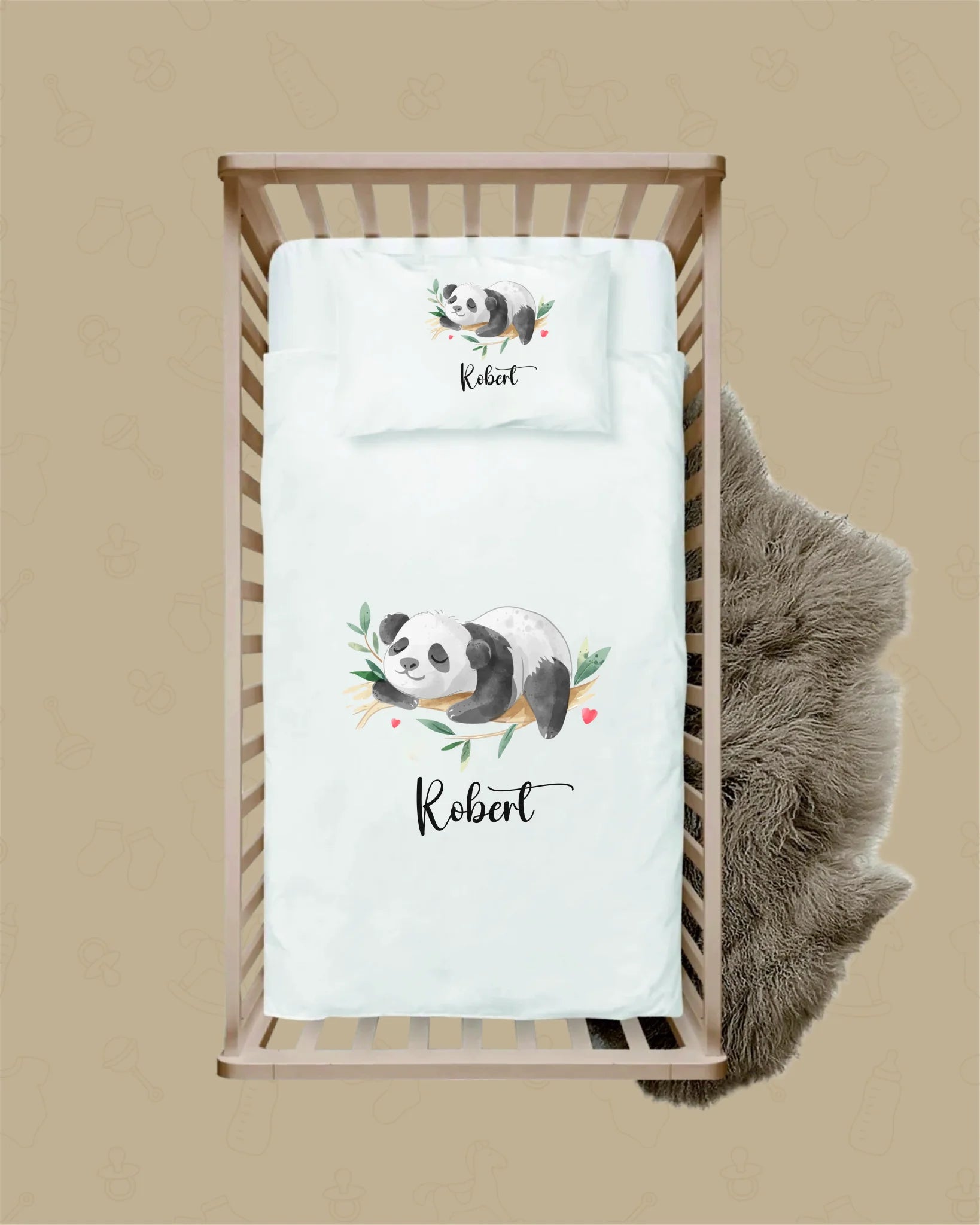 Sevimli Panda Tasarımları - İsimli Bebek Nevresim Takımı | Can Baby