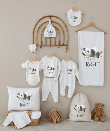 Sevimli Panda Tasarımları -  12li Organik Hastane Çıkış Seti