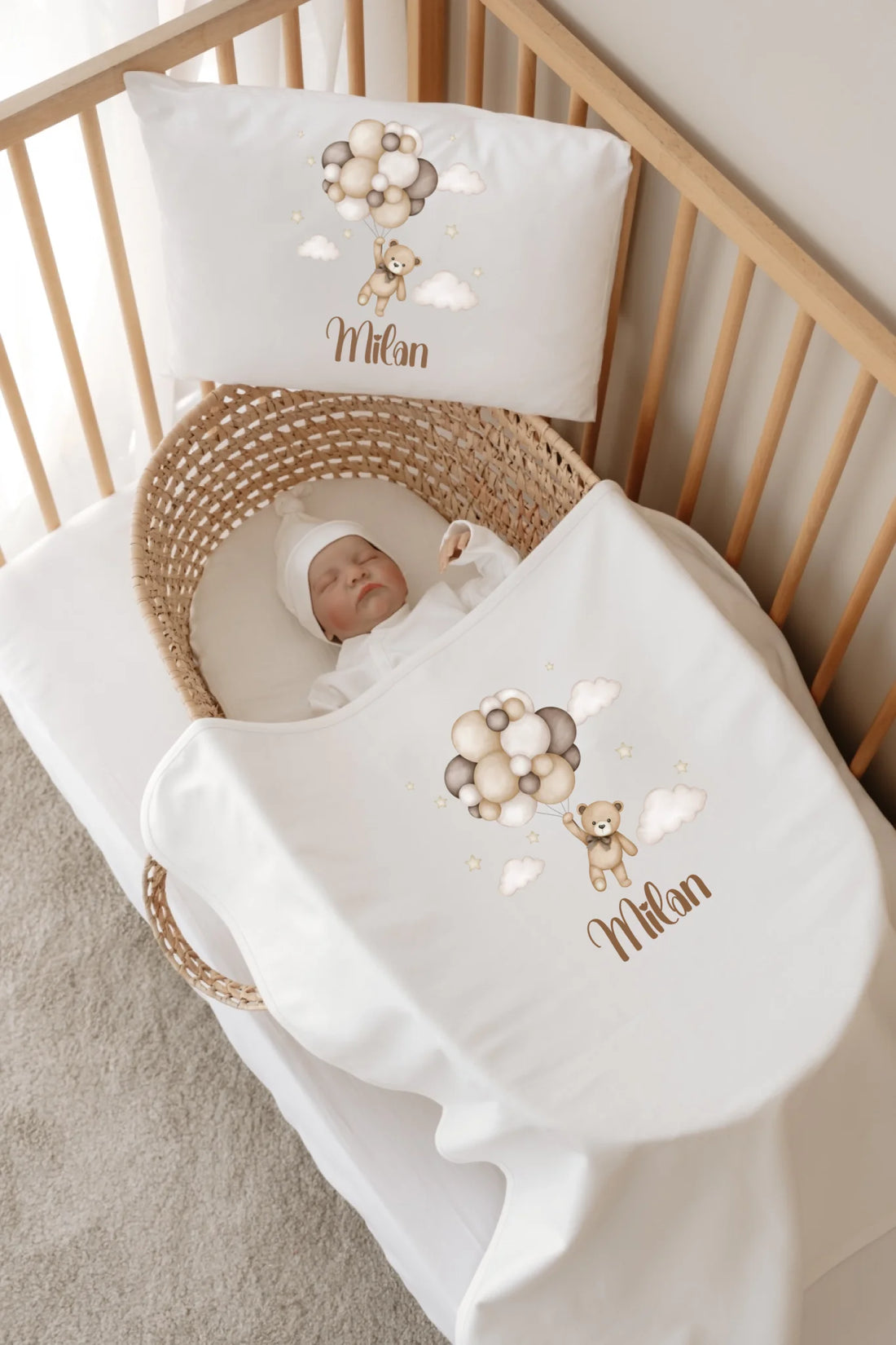 Balonlu Ayıcık Tasarımları -  12li Organik Hastane Çıkış Seti