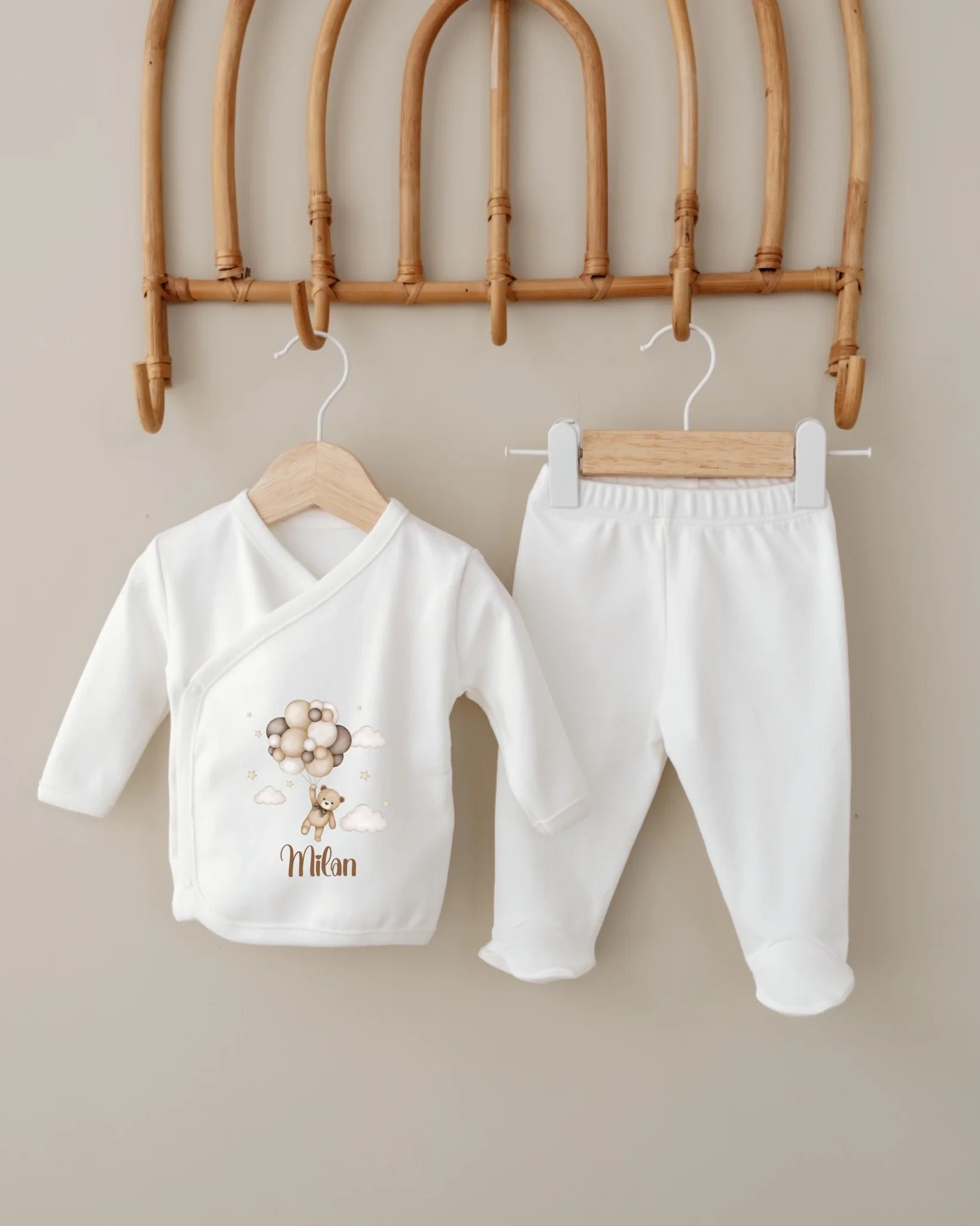 Balonlu Ayıcık Tasarımları -  12li Organik Hastane Çıkış Seti