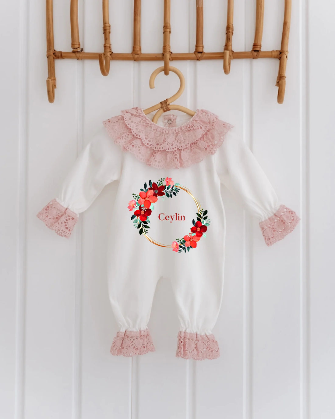 Çiçekli Çerçeveler - 2'li Dantelli Set