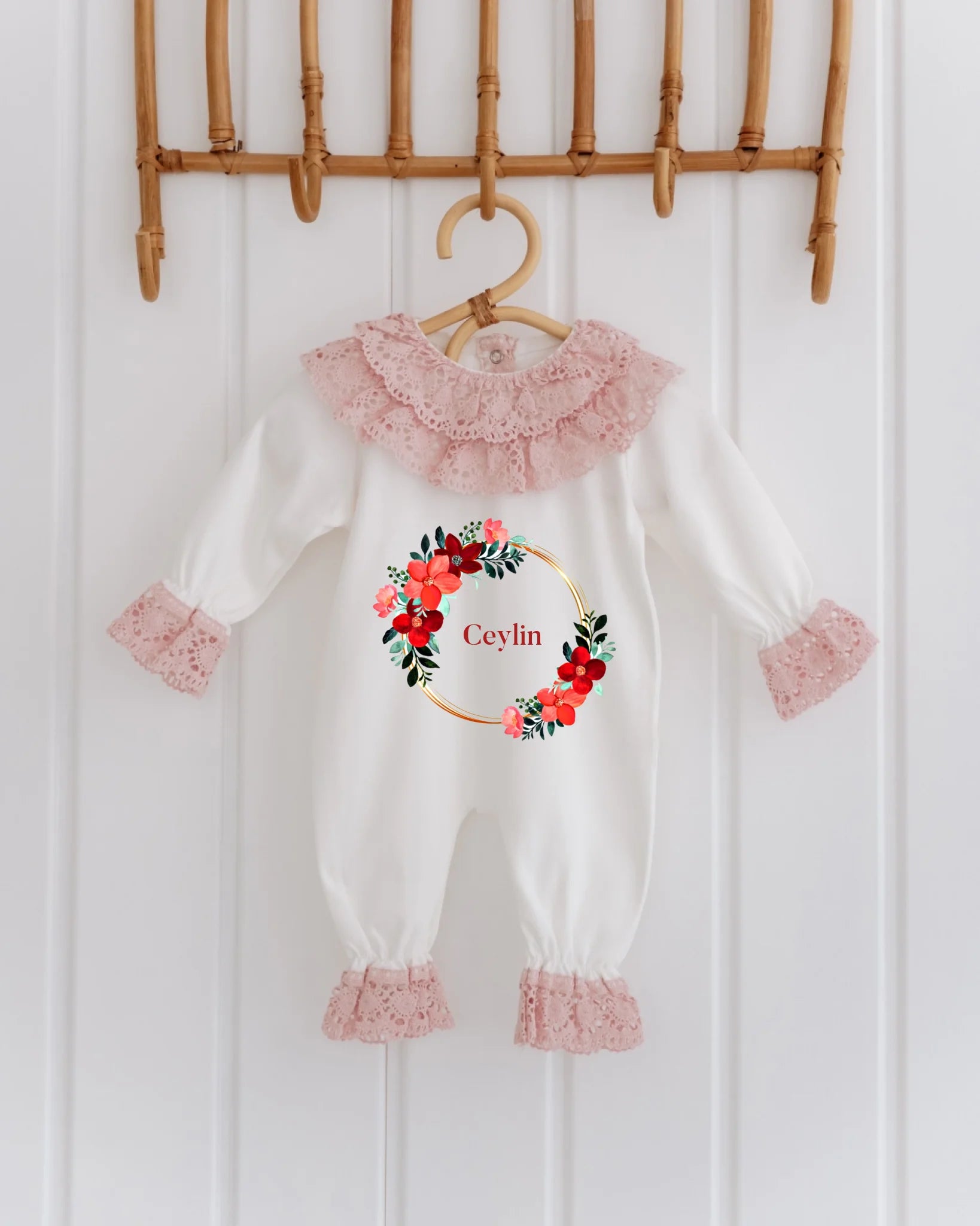 Çiçekli Çerçeveler - 2'li Dantelli Set