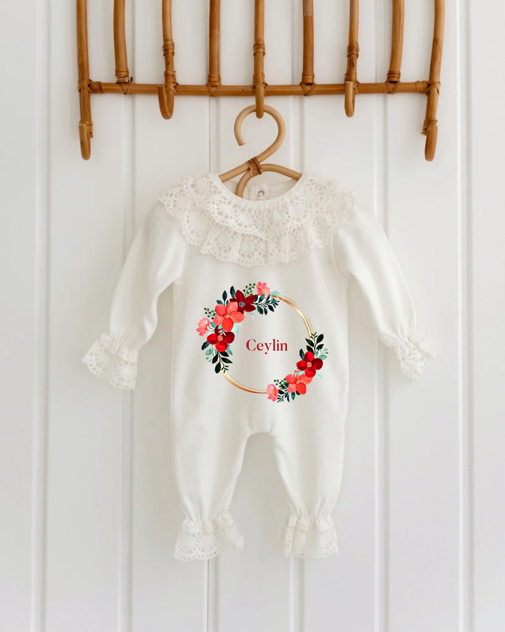 Çiçekli Çerçeveler - 2'li Dantelli Set