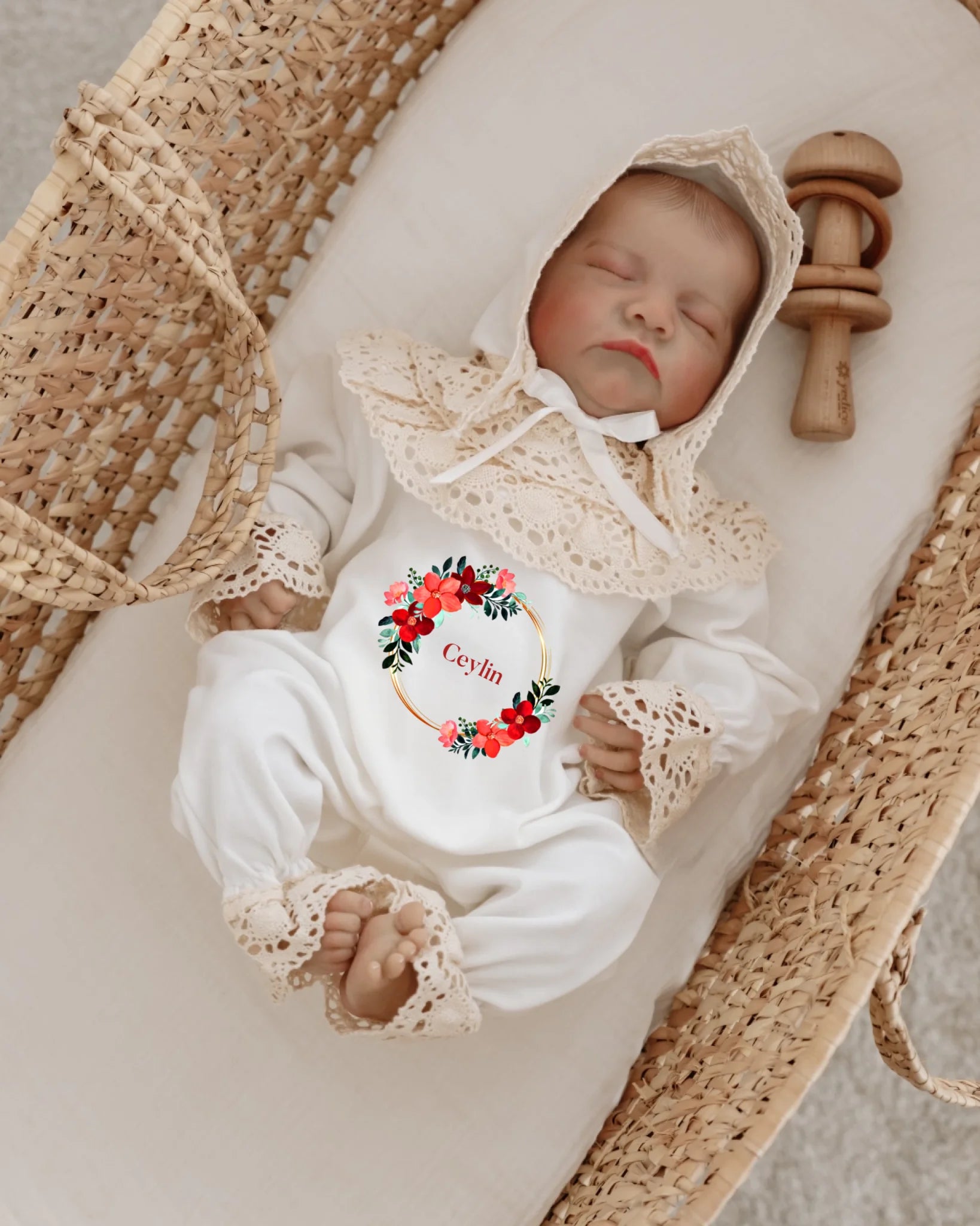Çiçekli Çerçeveler - 2'li Dantelli Set