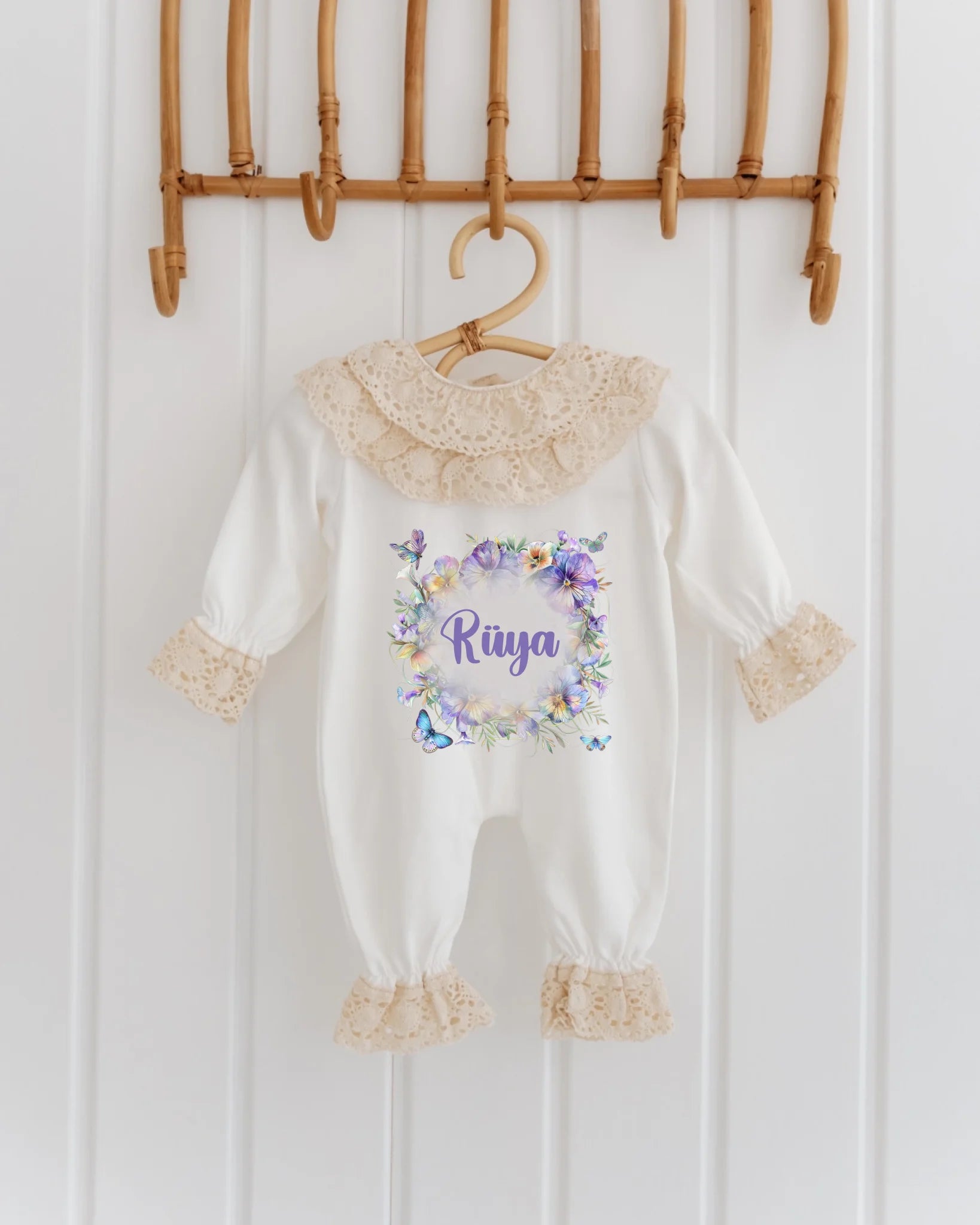Kelebek Çiçek Tasarımları - 2'li Dantelli Set