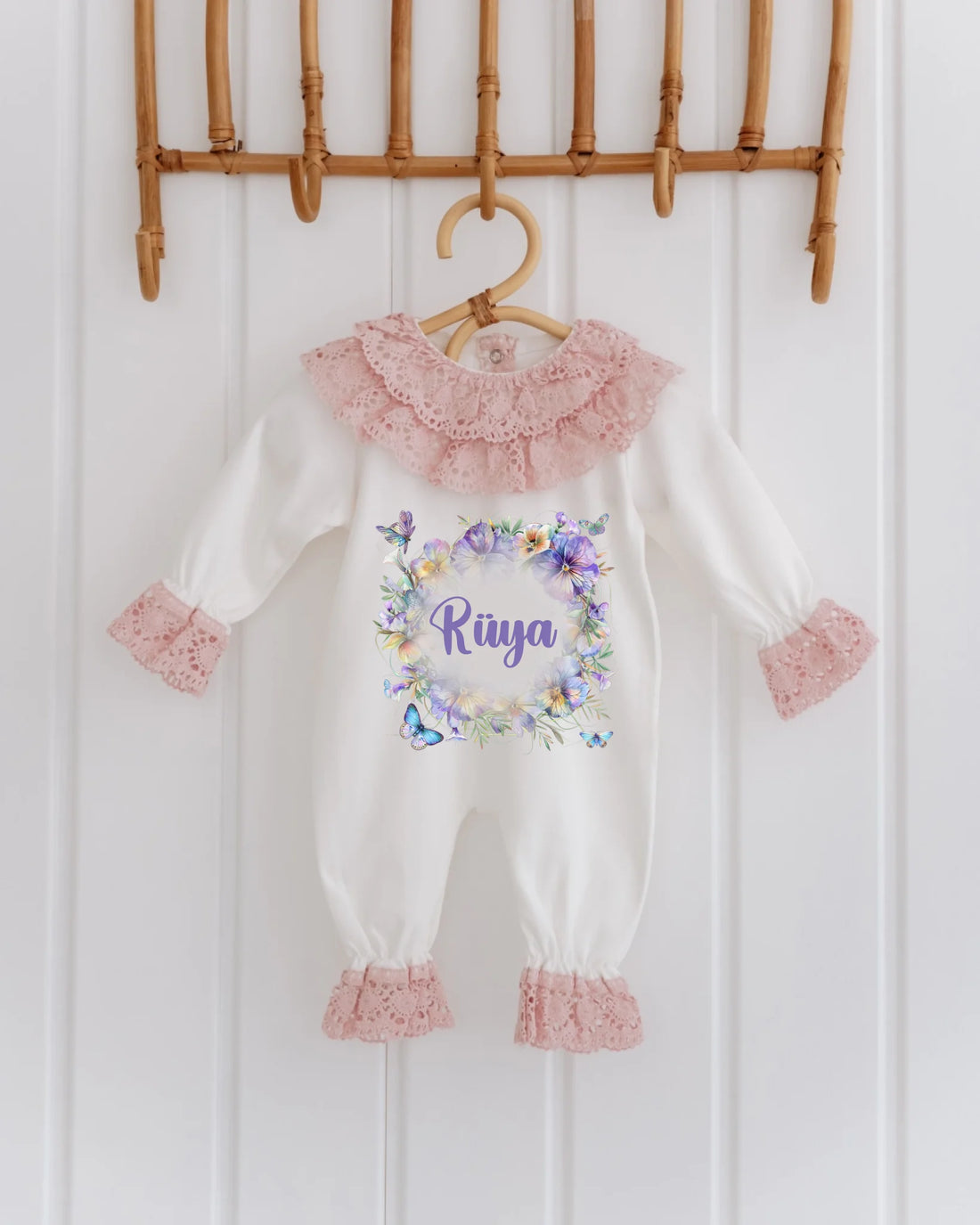 Kelebek Çiçek Tasarımları - 2'li Dantelli Set