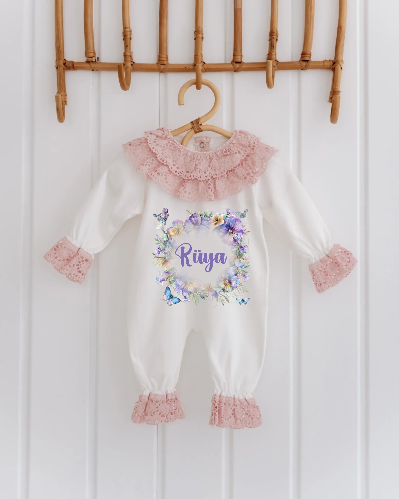 Kelebek Çiçek Tasarımları - 2'li Dantelli Set