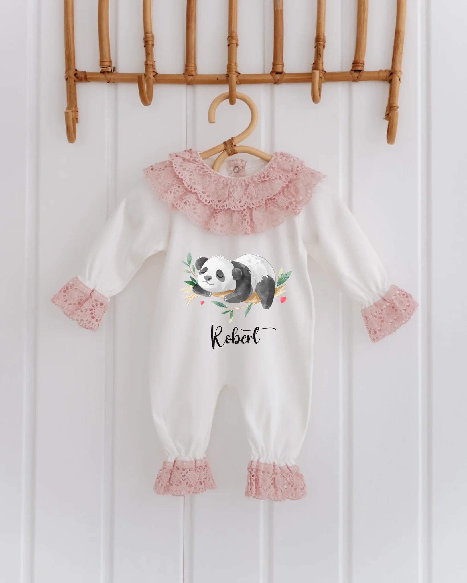 Sevimli Panda Tasarımları - 2'li Dantelli Set