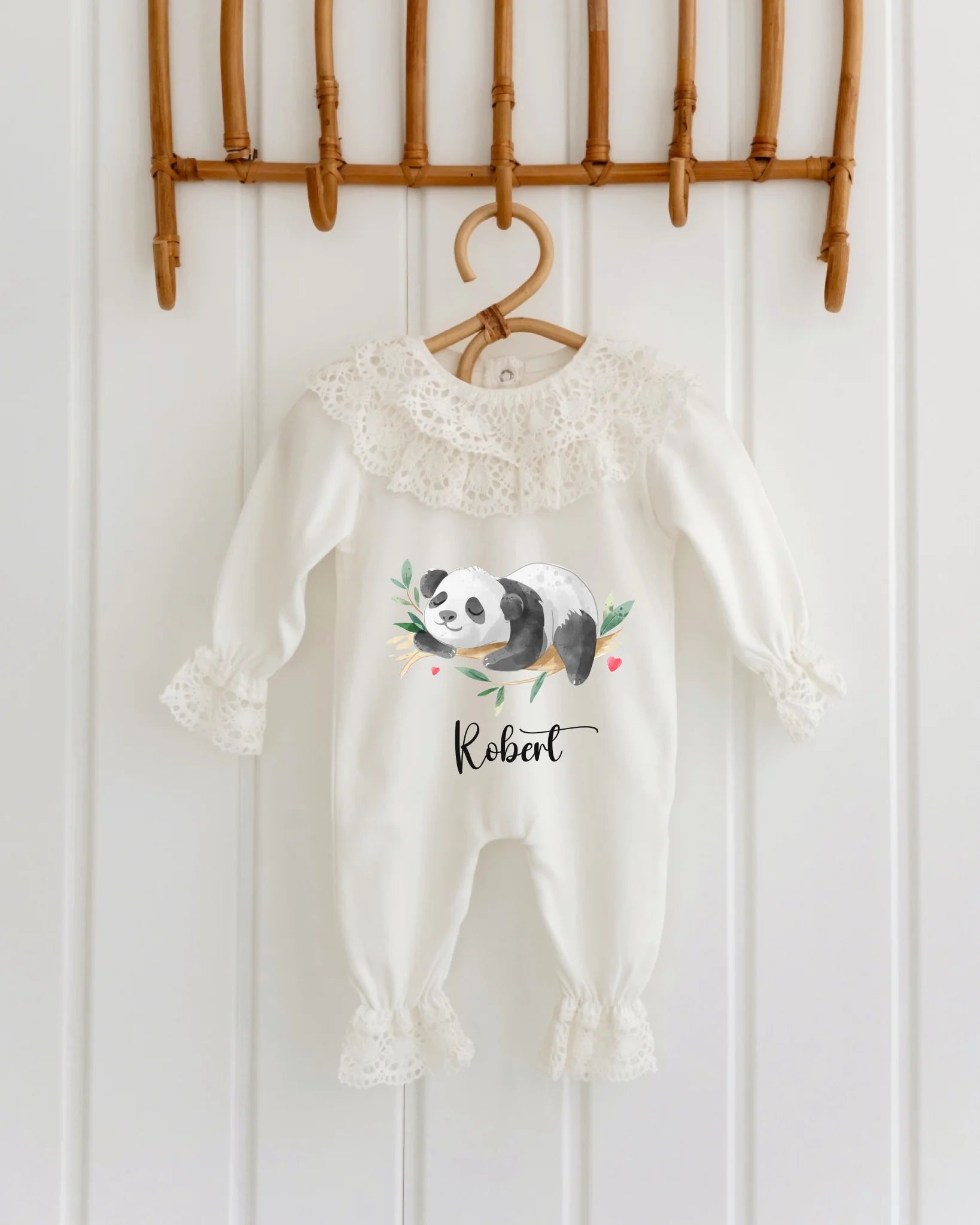 Sevimli Panda Tasarımları - 2'li Dantelli Set