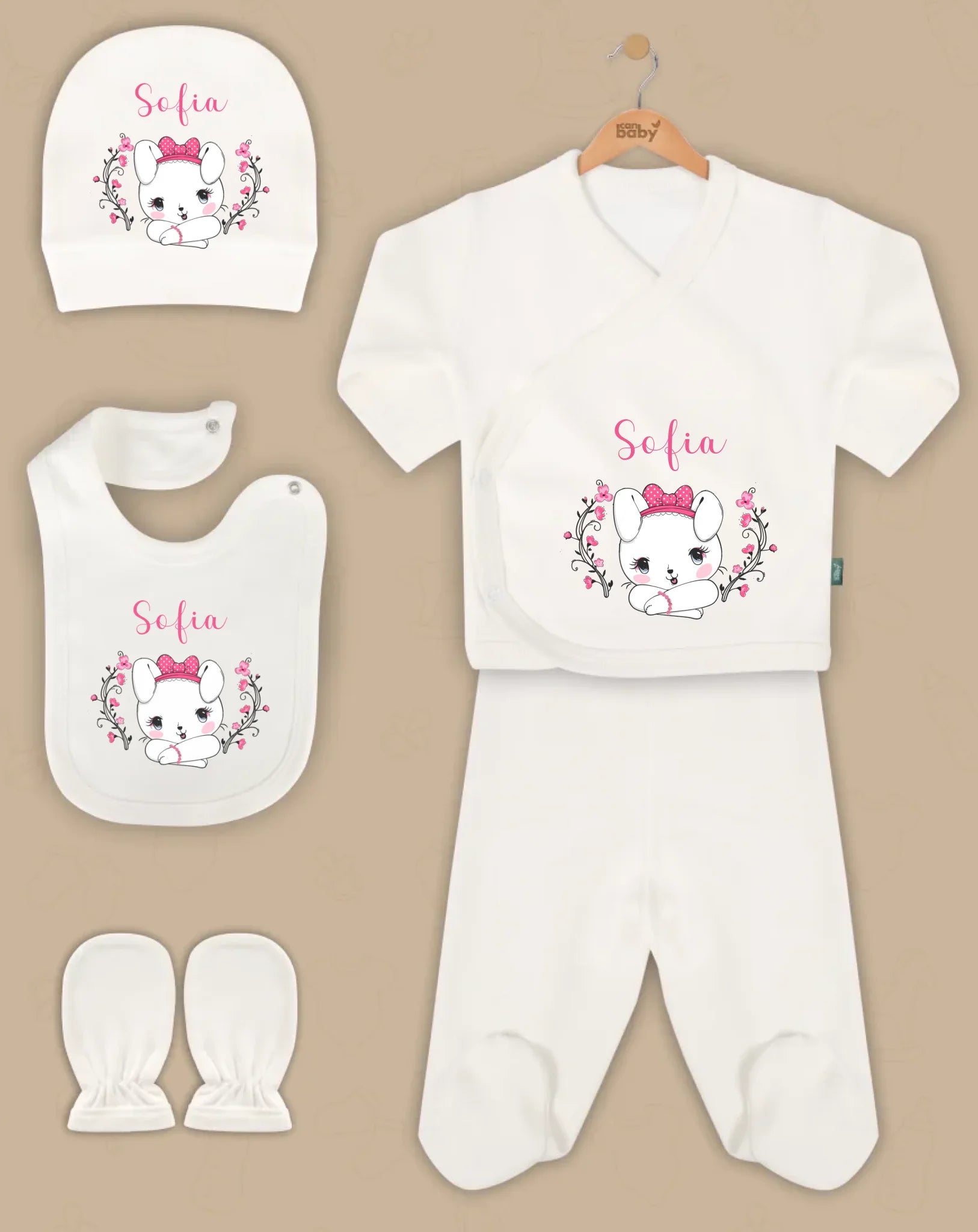 Hello Kitty Tasarımları - 5 Parça İsimli Hastane Çıkış Seti