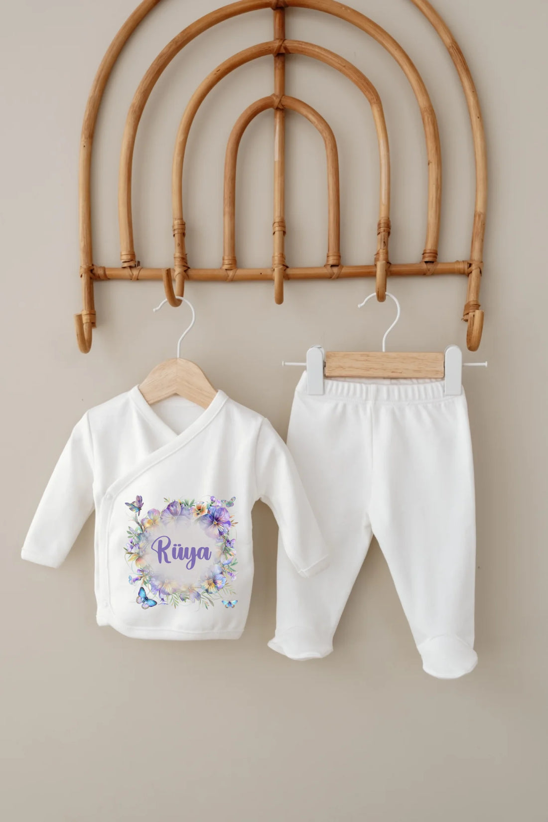 Kelebek Çiçek Tasarımları - 5 Parça İsimli Hastane Çıkış Seti