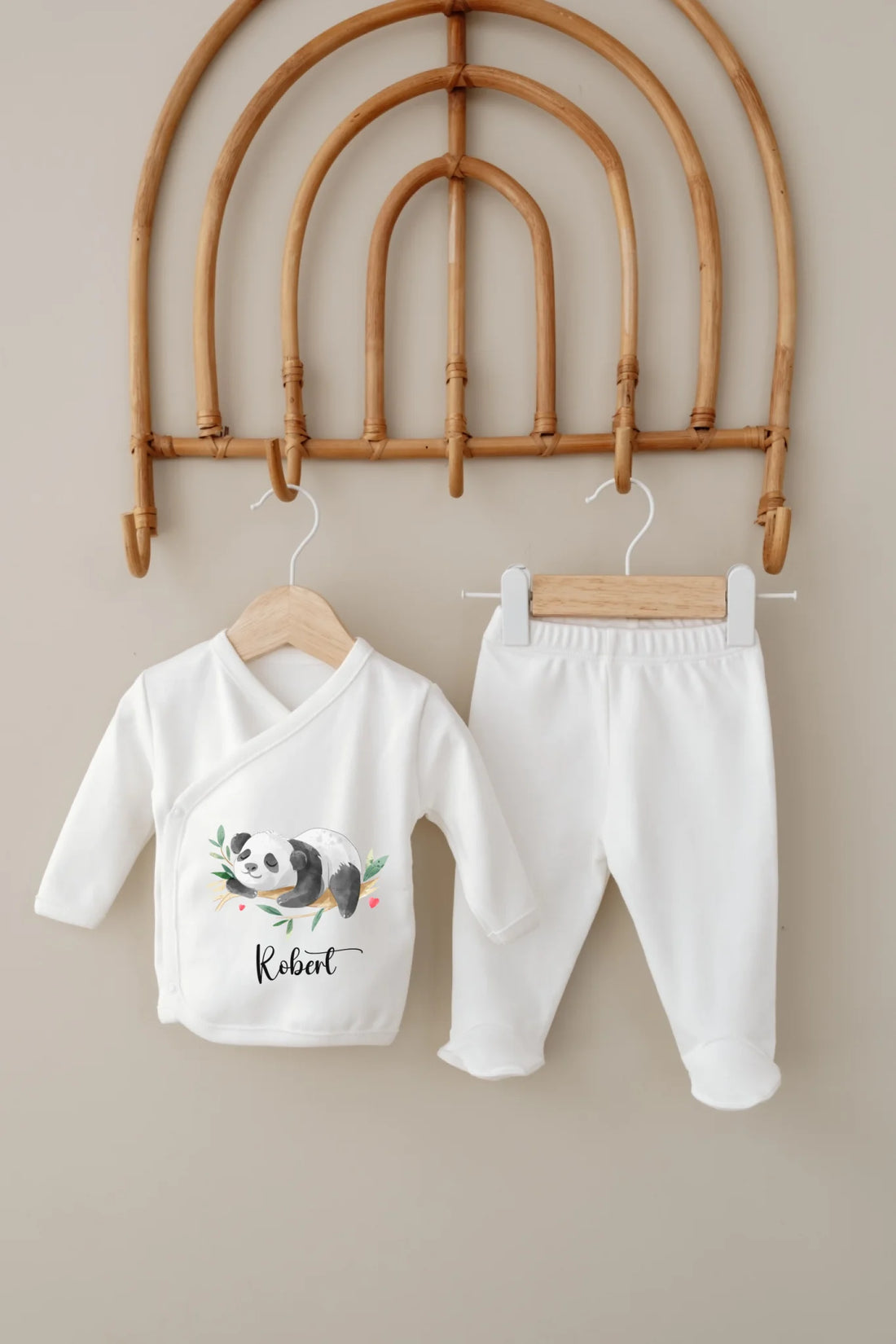 Sevimli Panda Tasarımları - 5 Parça İsimli Hastane Çıkış Seti