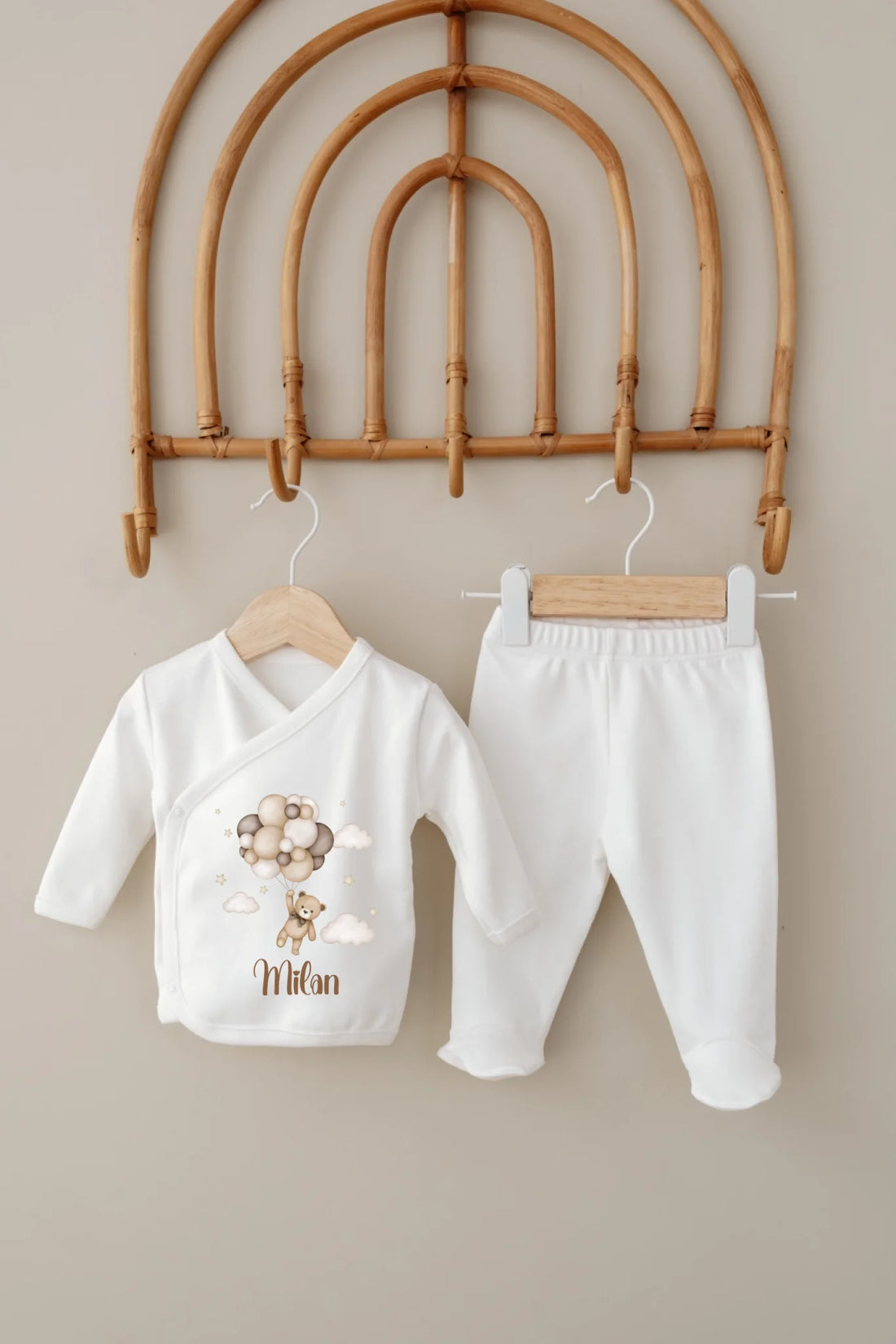 Balonlu Ayıcık Tasarımları - 5 Parça İsimli Hastane Çıkış Seti