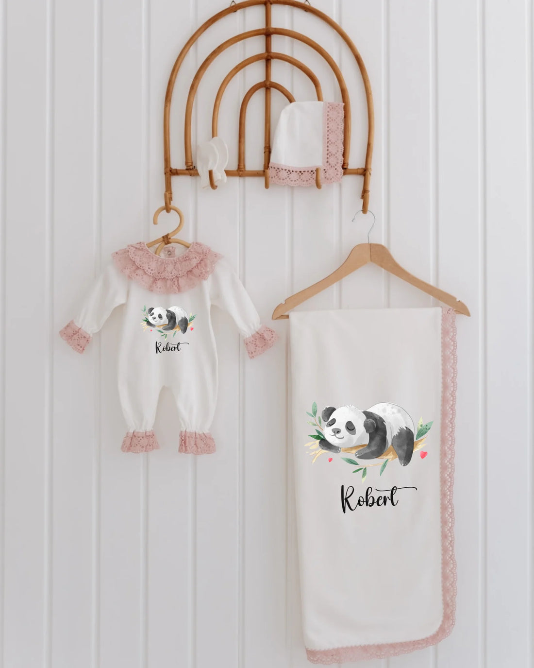 Sevimli Panda Tasarımları - Dantelli Hastane Çıkış Seti