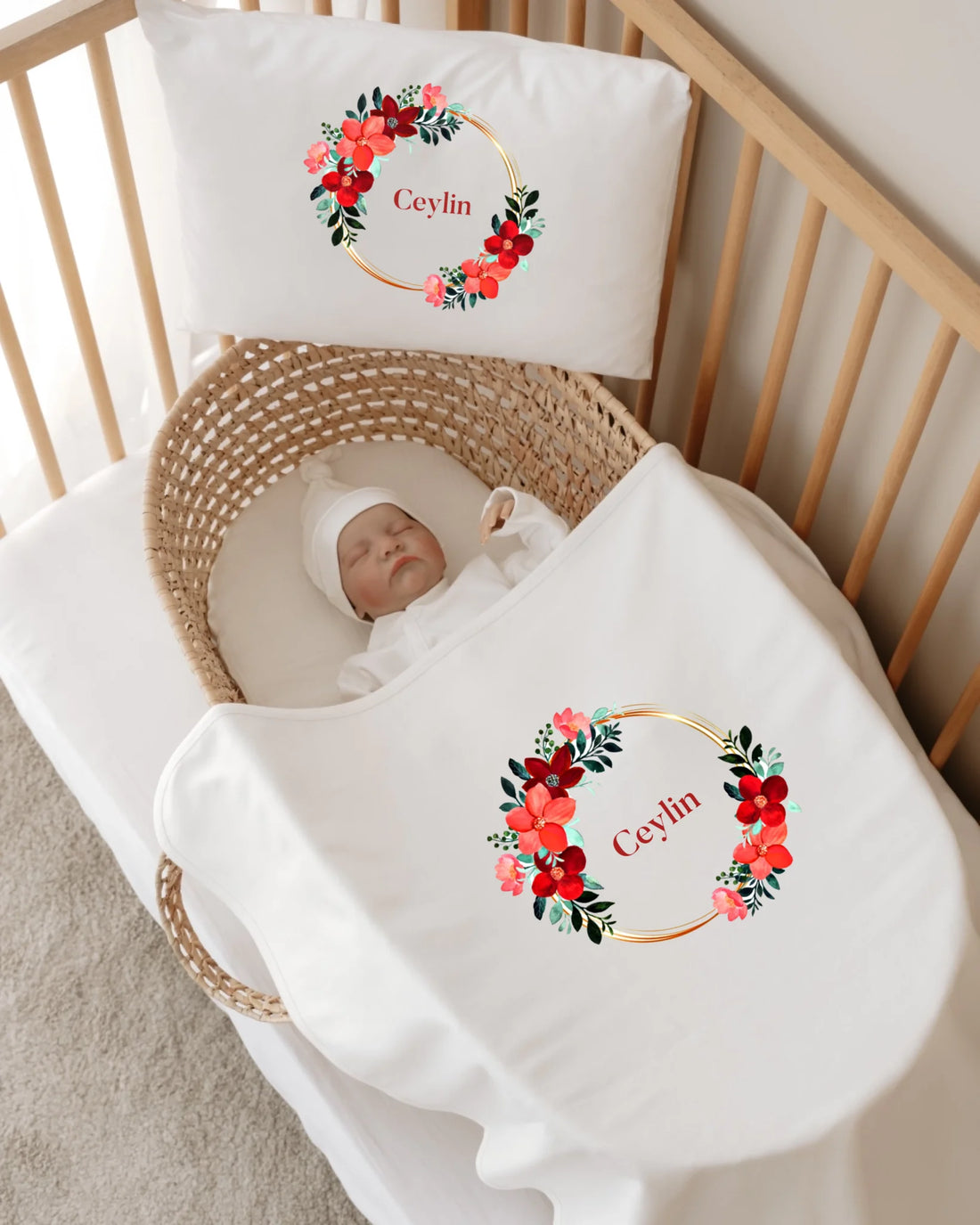 Çiçekli Çerçeveler - 6 Parça İsimli Hastane Çıkış Seti