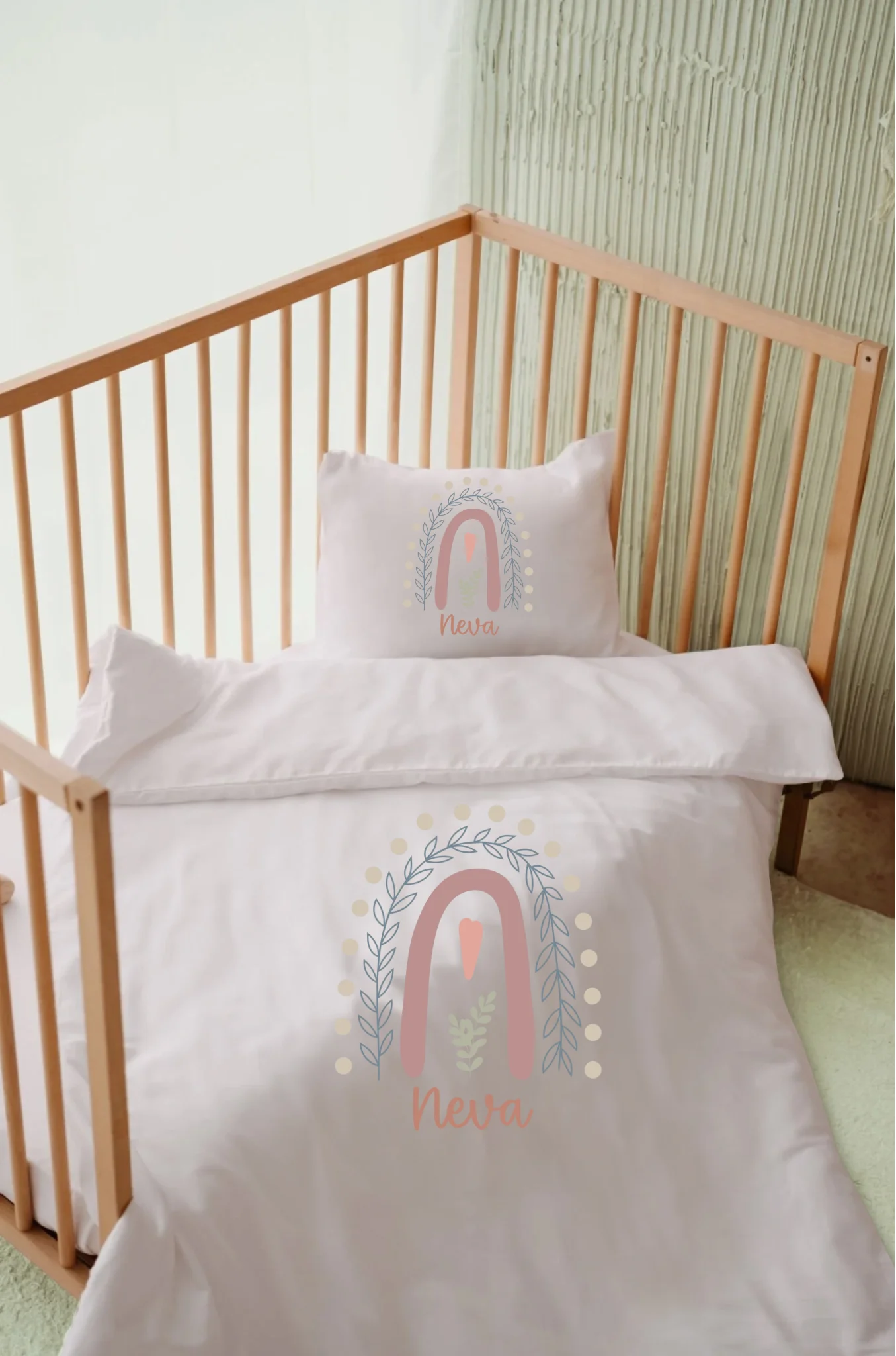 Pastel Gökkuşağı Tasarımları - İsimli Bebek Nevresim Takımı | Can Baby