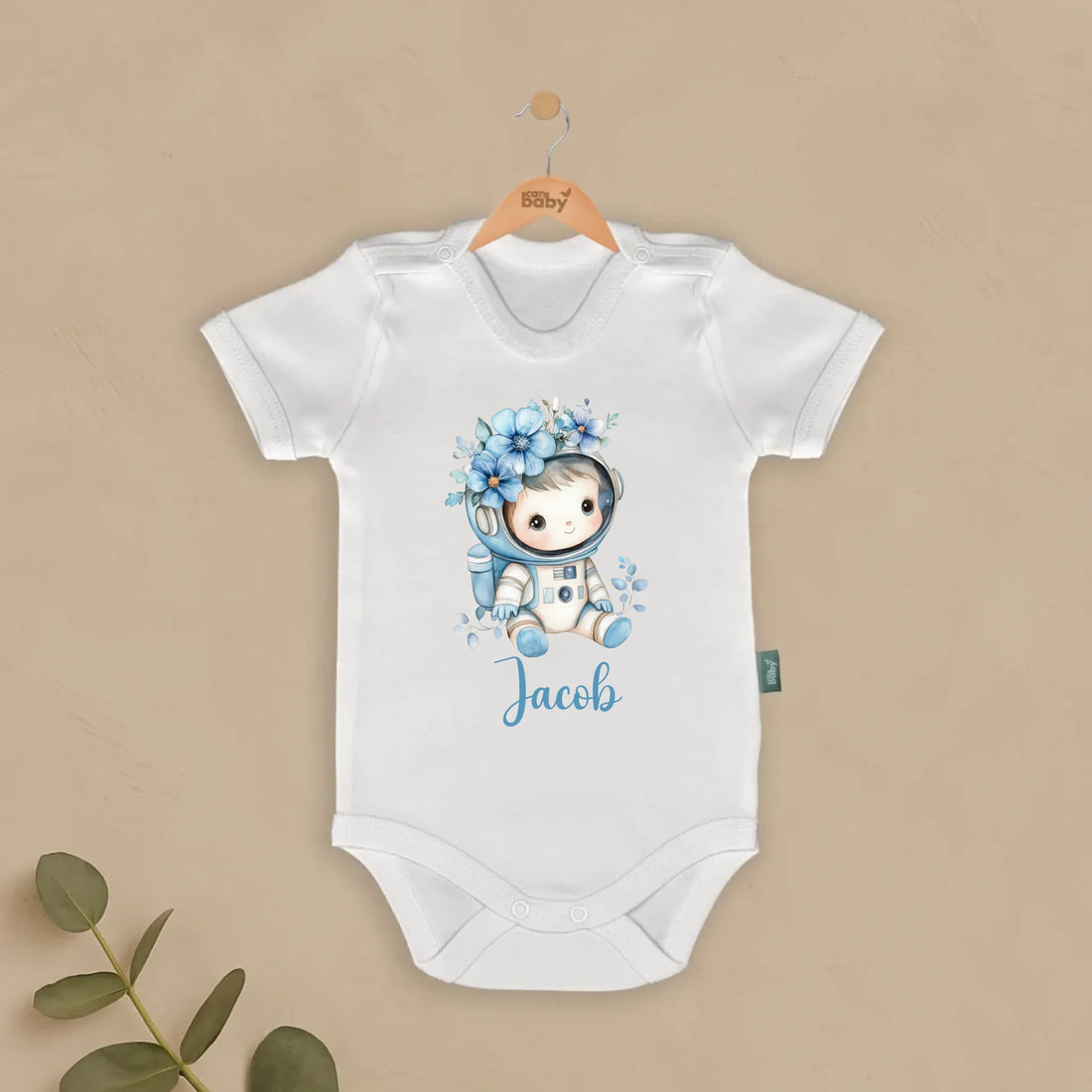 Astronot Tasarımları - İsimli Bebek Zıbın, kişiye özel tasarımlı astronot baskılı bebek body, %100 pamuk, yenidoğan için uygun