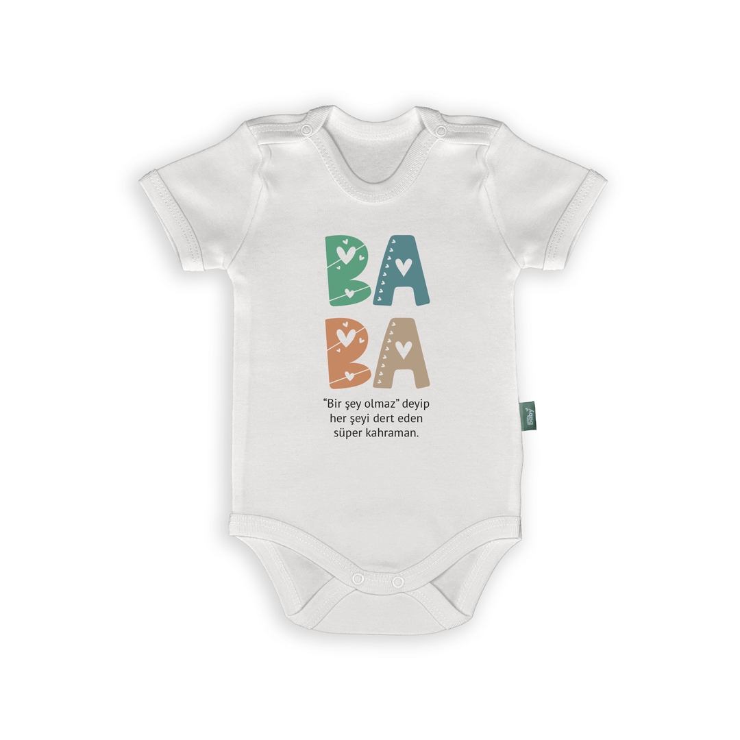 Baba Süper Kahraman Baskılı Bebek Body & Zıbın – Babaya Özel Hediye