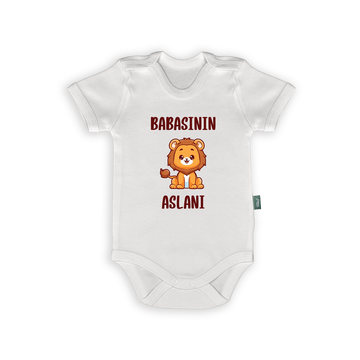 Babaya Özel Bebek Body & Zıbın – Babasının Aslanı Tasarımı, organik pamuk, baskılı ve isimli bebek zıbını.