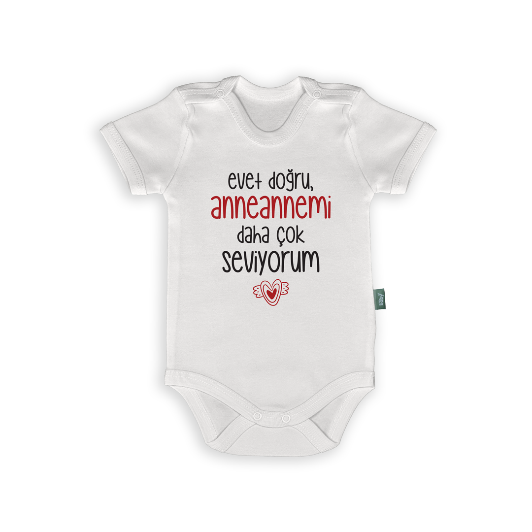 Anneanneye Özel Bebek Body & Zıbın – Eğlenceli “Anneannemi Daha Çok Seviyorum” Tasarımı, organik, baskılı, isimli bebek bodysi
