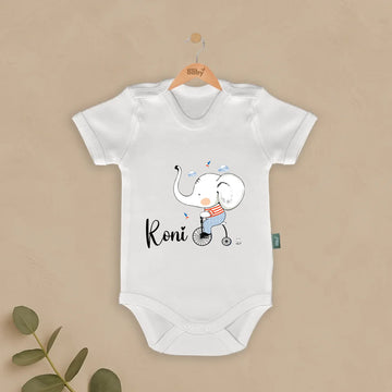Bisiklet fil Tasarımları - İsimli Bebek Zıbın, kişiselleştirilebilir yenidoğan kıyafet, %100 pamuk zıbın, bebek body, özel tasarım zıbın