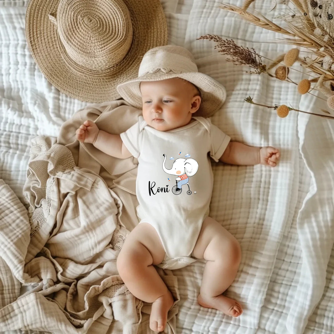 Bisiklet fil Tasarımları - İsimli Bebek Zıbın, kişiselleştirilebilir yenidoğan kıyafet, %100 pamuk zıbın, bebek body, özel tasarım zıbın