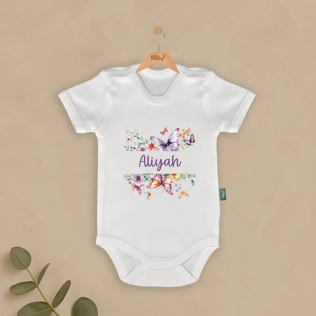 Kelebek Tasarımları - İsimli Bebek Zıbın, kişiye özel tasarımlı pamuklu zıbın, yenidoğan bebekler için özel üretim.