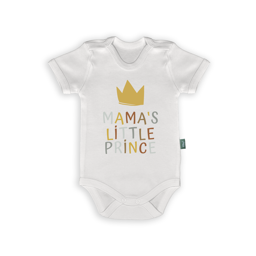 Mama’s Little Prince – İngilizce Taçlı Bebek Body & Zıbın, %100 pamuk, tatlı tasarım, bebek zıbını anneler günü hediyesi.
