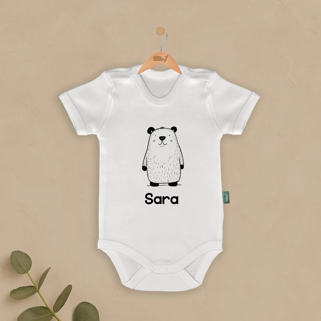 Sevimli Ayıcık Tasarımları - İsimli Bebek Zıbın, kişiye özel panda desenli yenidoğan tulumu, %100 pamuklu, nefes alabilir bebek giysisi